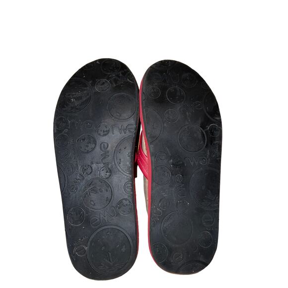 EMU Shorem All Red Leather Flip Flop Sandals Naturally Australian Size 7 - Picture 6 of 8